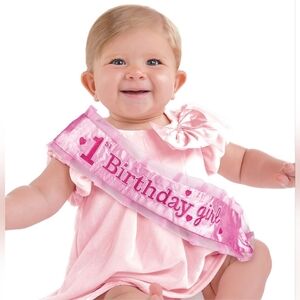 Little Girl "1st Birthday Girl" Sash-Pink